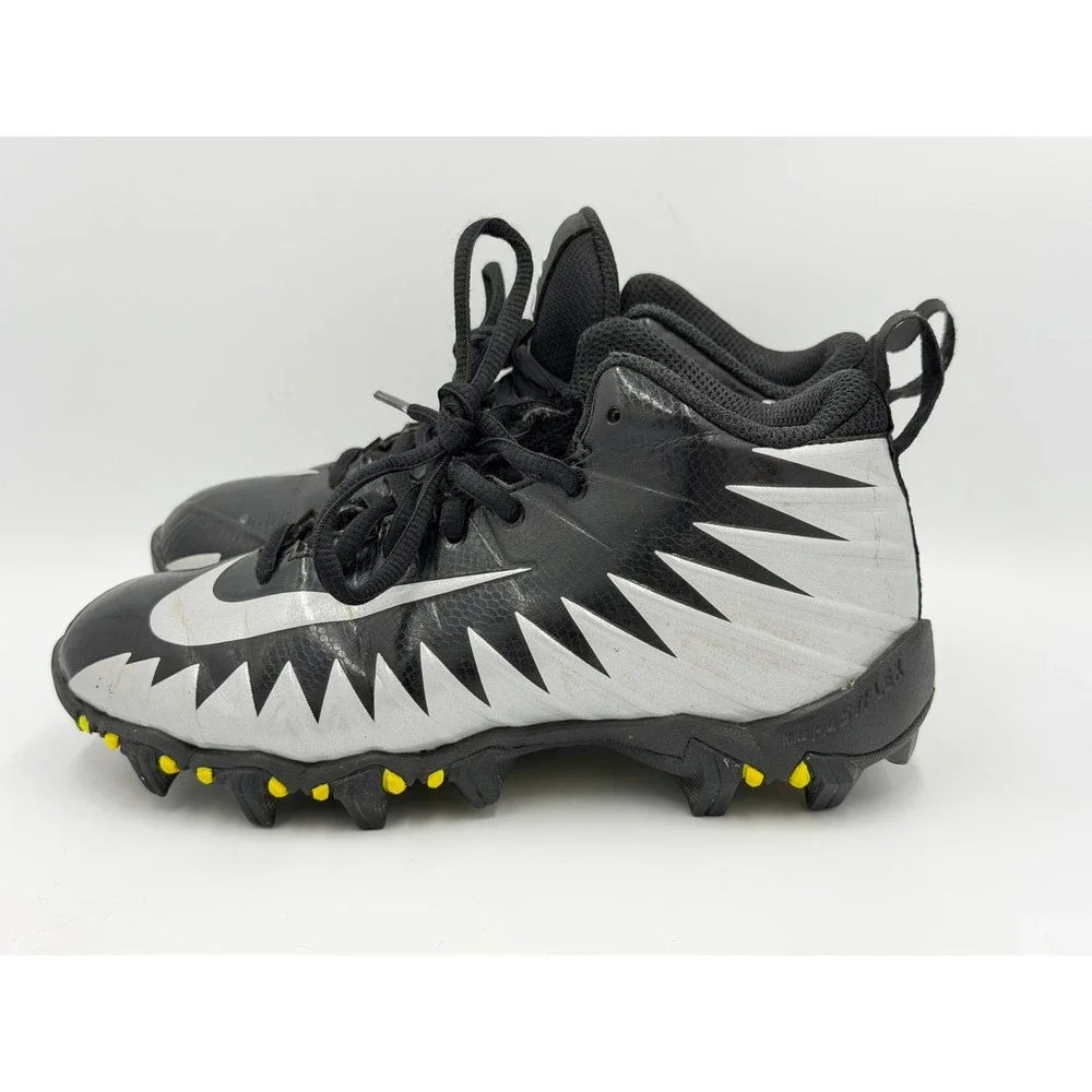 Nike Alpha Menace Shark Football Cleats Kids 1.5Y Black Silver Athletic Shoes
